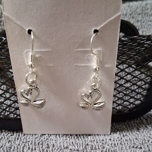 Silver Heart Swan Dangle Earrings - Elegant Women’s Jewelry
